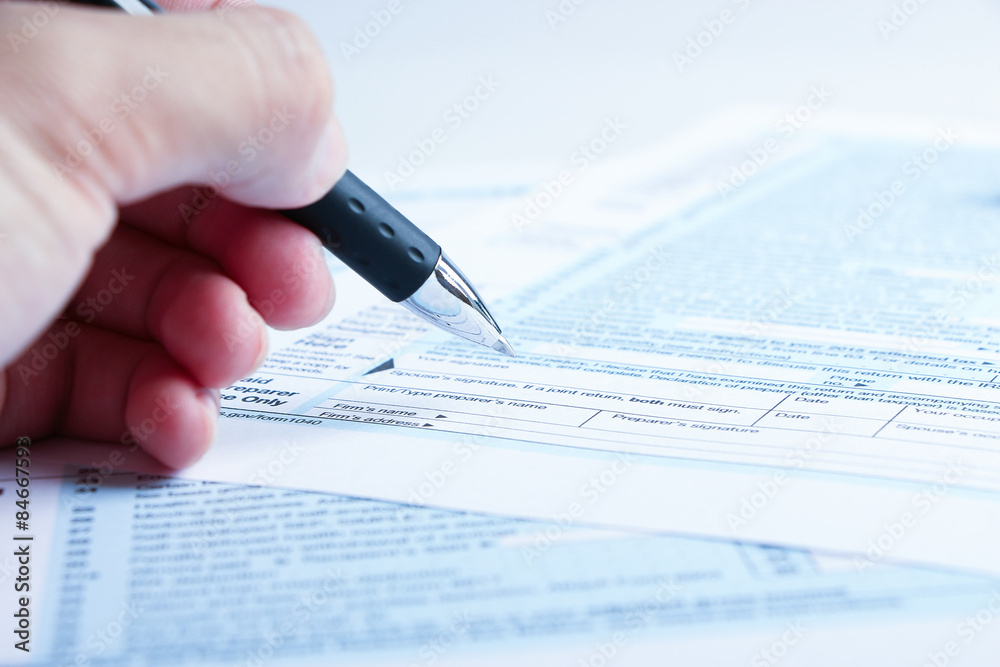 Tax form financial concept Tax form financial concept