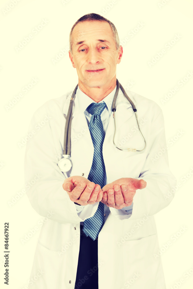 Male doctor with open hands
