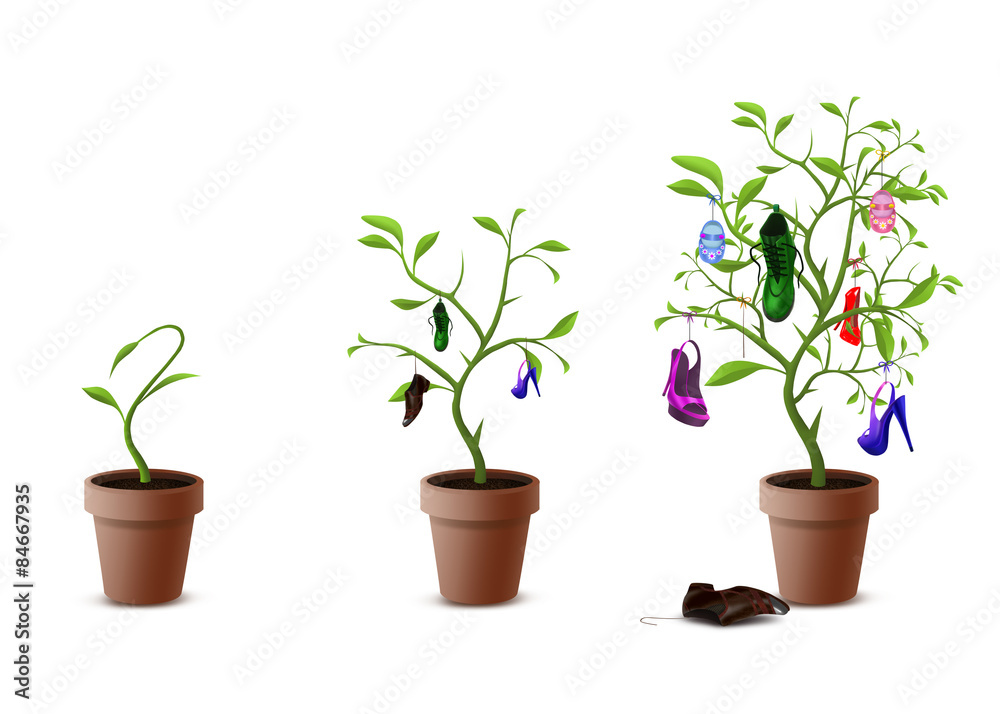 Isolated trees line with shoes illustration. Isolated trees line with shoes illustration.