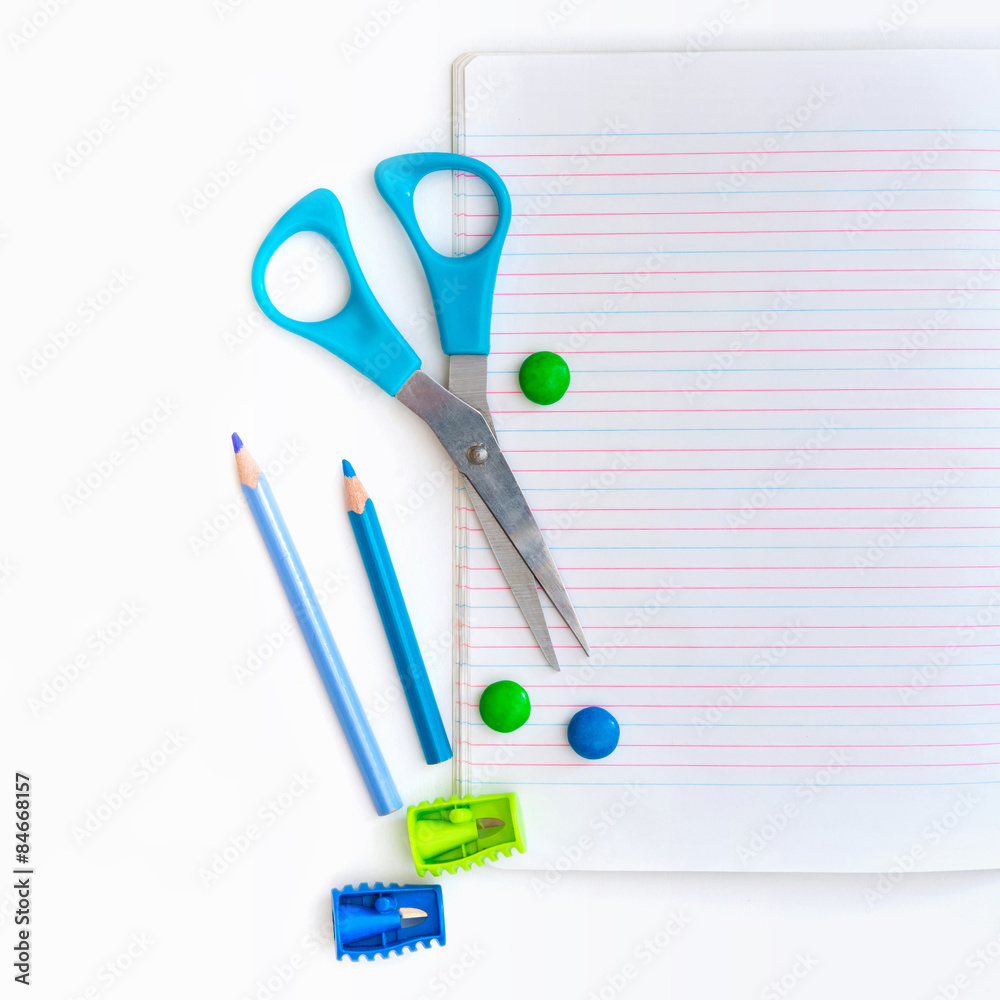 Group of school objects on a white background 