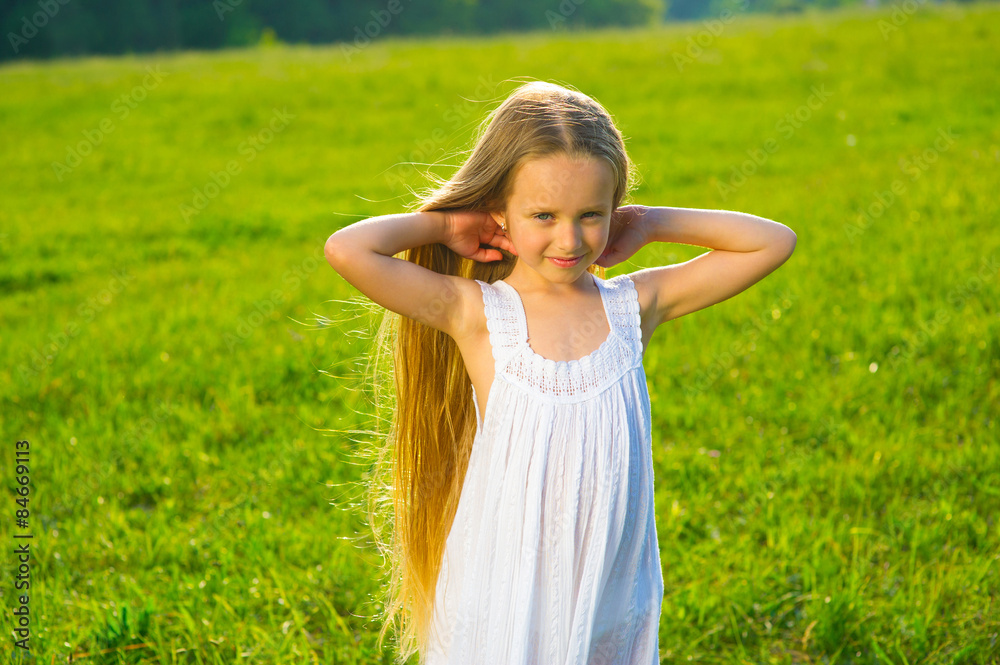 Girl on green grass. Girl on green grass.