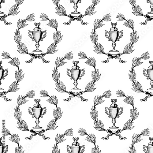 Seamless pattern with sport trophy cups