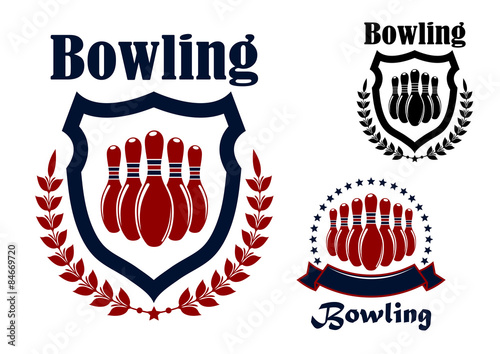 Bowling sports game graphic emblem