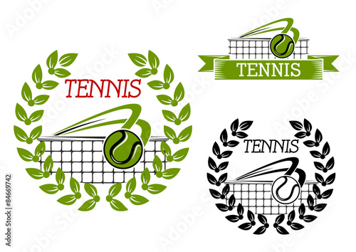 Green tennis sports game icon or symbol