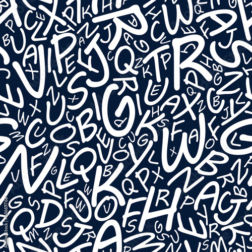 Abstract alphabet letters in seamless pattern
