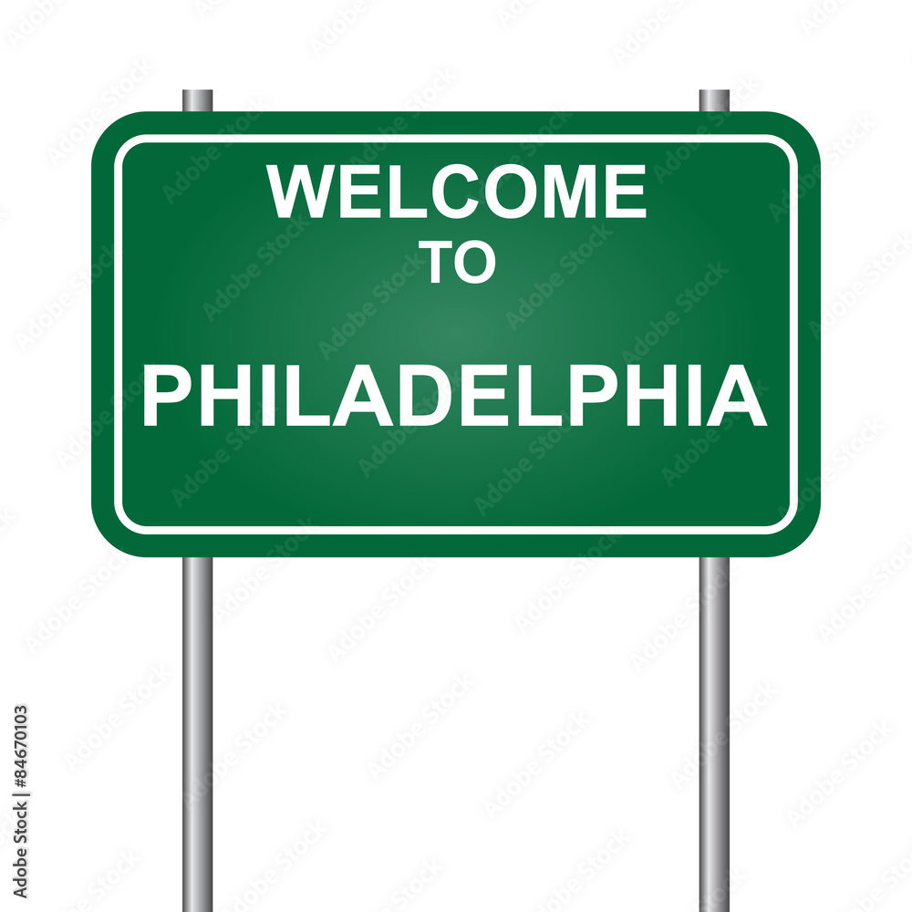 Welcome to Philadelphia road sign green vector illustration Welcome to Philadelphia road sign green vector illustration