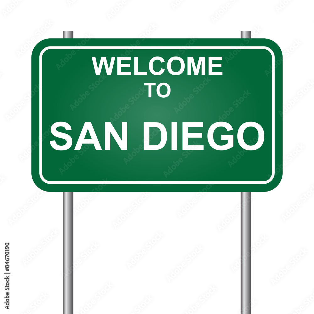 Welcome to San Diego road sign green vector illustration Welcome to San Diego road sign green vector illustration