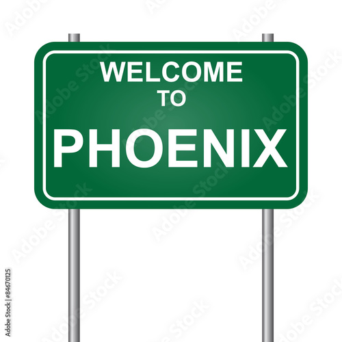 Welcome to Phoenix road sign green vector illustration