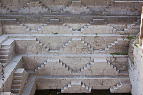Four hundred year old step well in the village of Anjana in Rajasthan, India