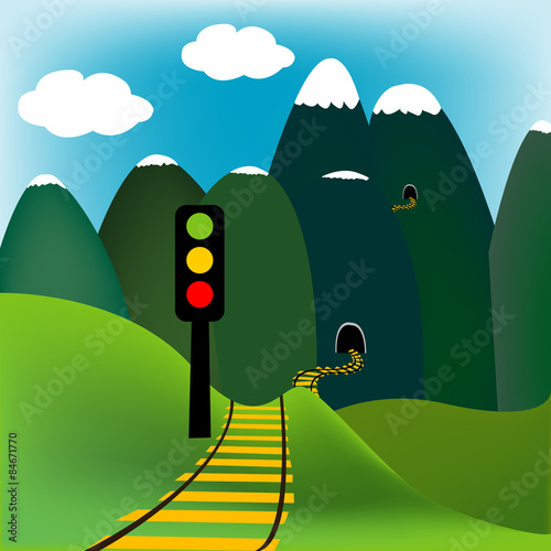 Mountain landscape with railway