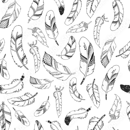 Vector feather background, retro pattern
