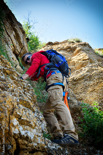 climber with backpack