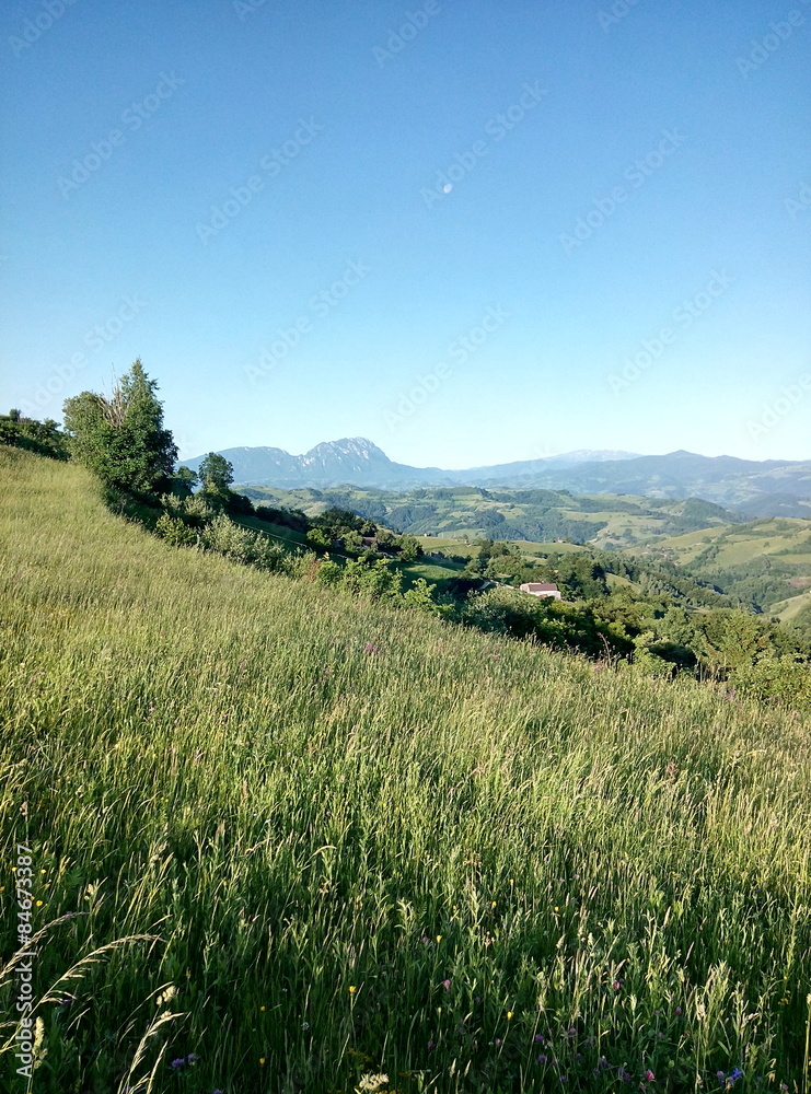 Morning on transylvania mountain hills
