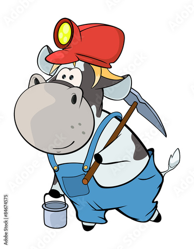 A little cow miner. Cartoon