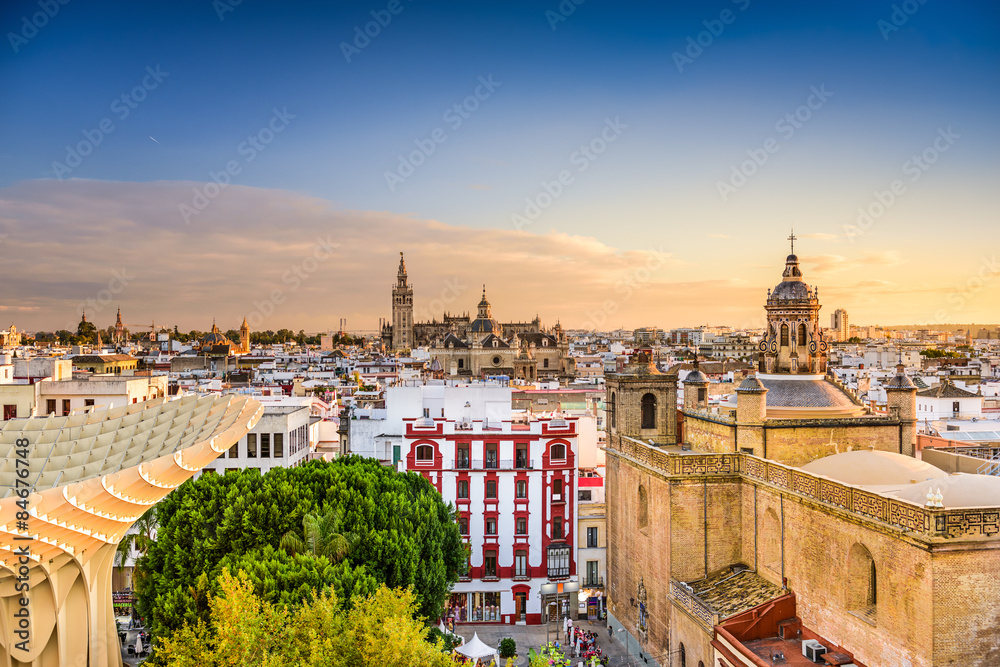 Seville Spain Skyline - obrazy, fototapety, plakaty 