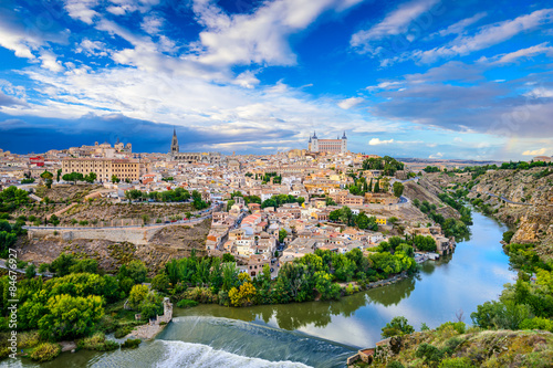 Toledo, Spain old town skyline on the Tagus River. photo