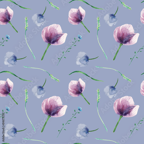 watercolor violet flowers pattern