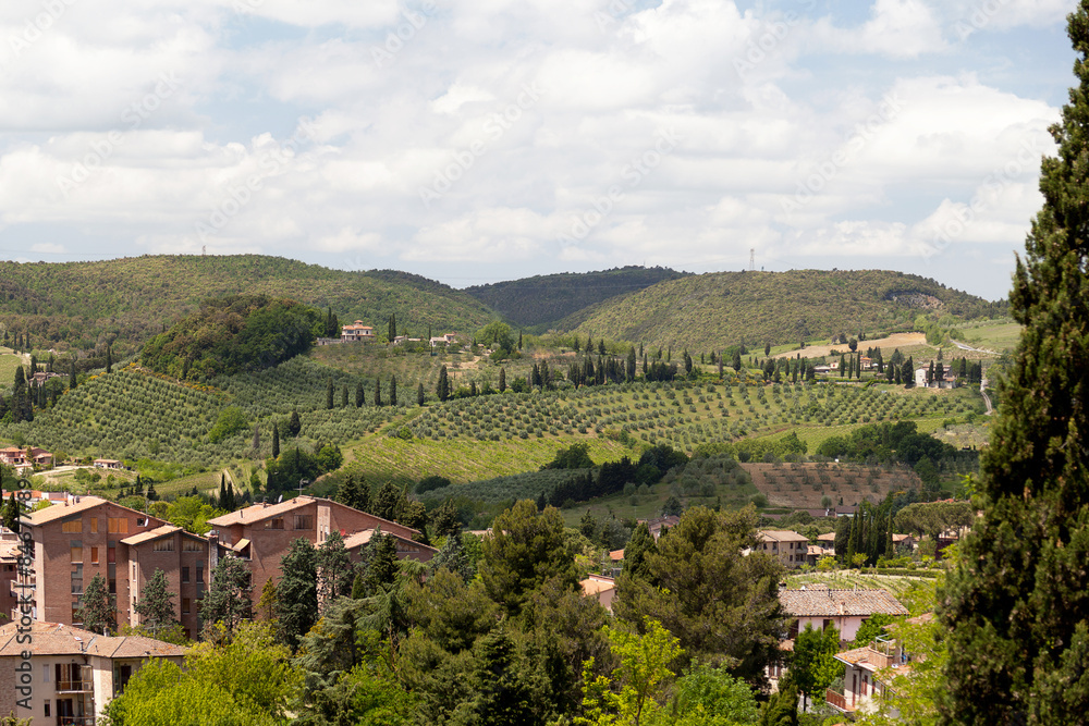 view from lookout in San Gimignano of the countyside
