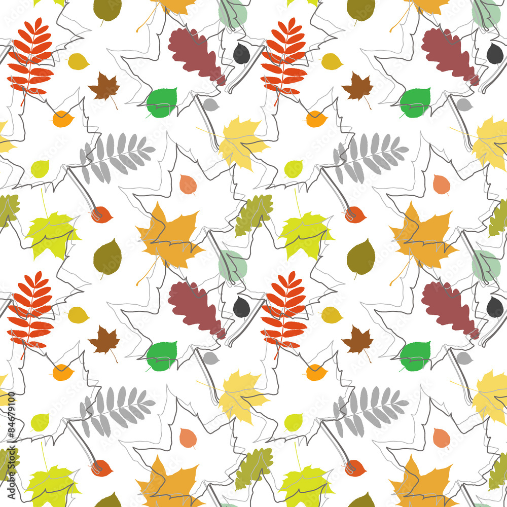 Obraz premium Autumn leaves seamless pattern