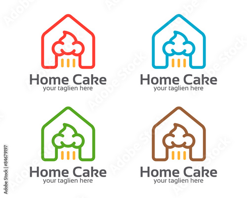 Home cake logo template. Symbol and icon of home cake industry.
illustration of a home and a cake, a cake production or cake shop.