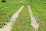 Rolled country road in field