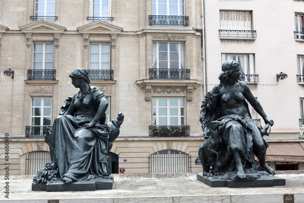 Paris - Statues of six continets in front of Orsay Museum