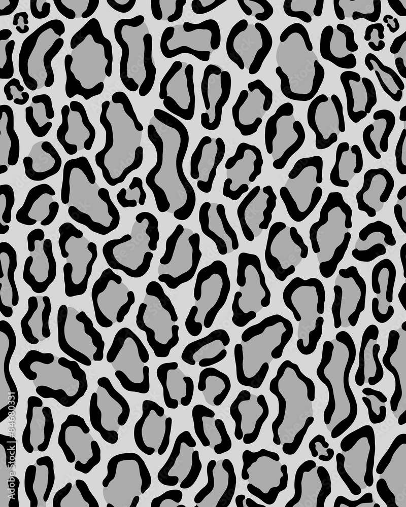 Seamless leopard pattern in black and white, vector