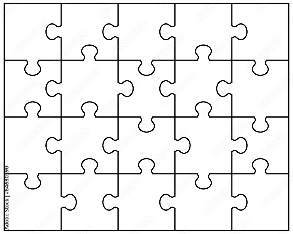 Vector Illustration of white puzzle, separate pieces Vector Illustration of white puzzle, separate pieces