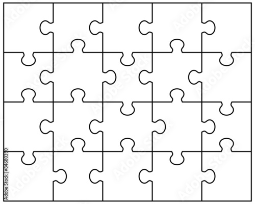 Vector Illustration of white puzzle, separate pieces