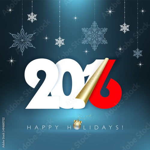 2016 new year. Happy holidays background with snowflakes. 