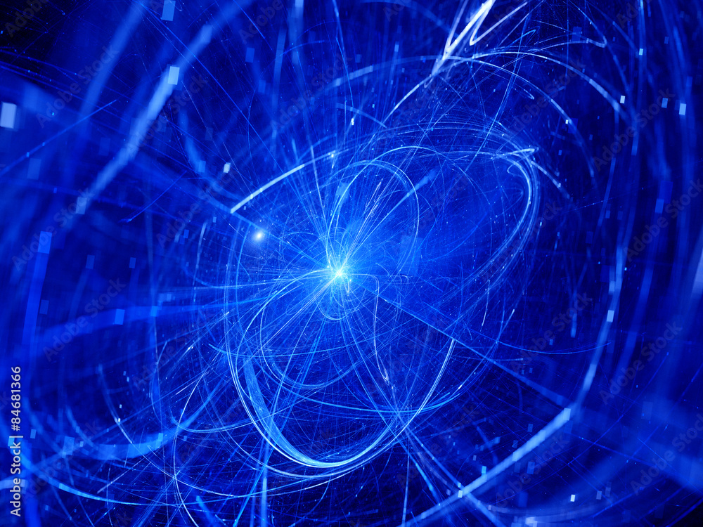 Blue glowing trajectories in space Blue glowing trajectories in space