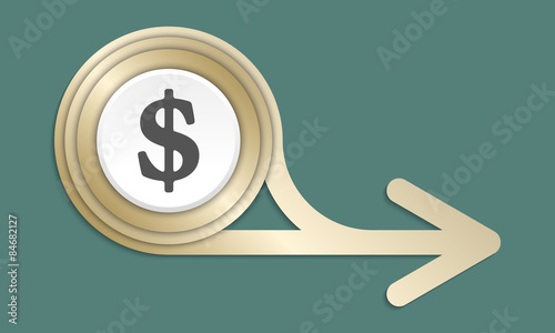 Golden abstract arrow and the symbol of dollar