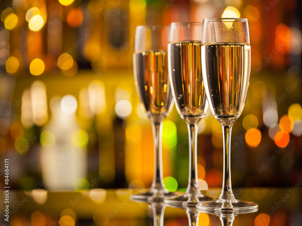 Glasses of champagne with blur background Glasses of champagne with blur background