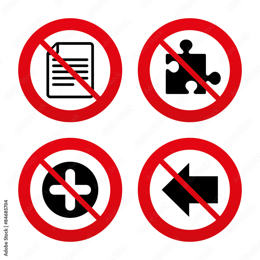 Plus circle and puzzle signs. File, arrow. Plus circle and puzzle signs. File, arrow.
