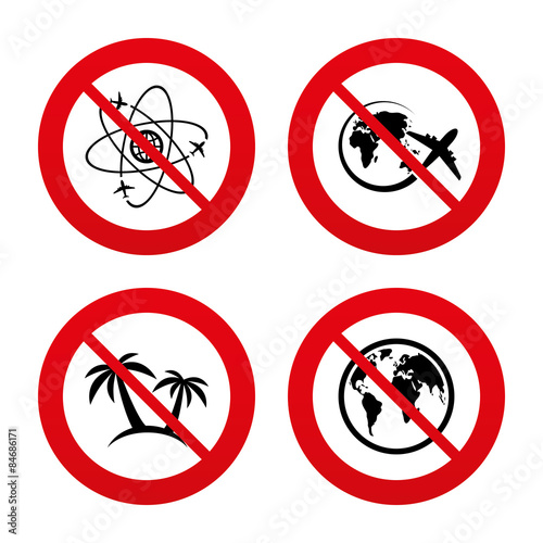 Free Download Travel trip icon. Airplane, world globe symbols. - GFXLoad