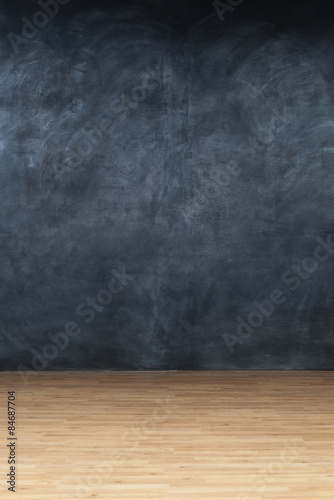 Wall blackboard with wooden floor
