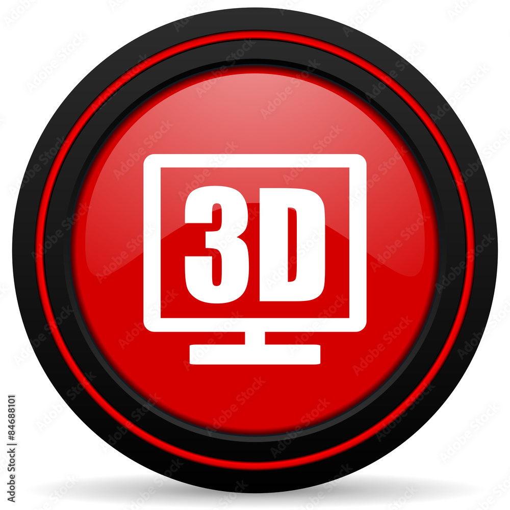 3d display red glossy web icon 3d display red glossy web icon