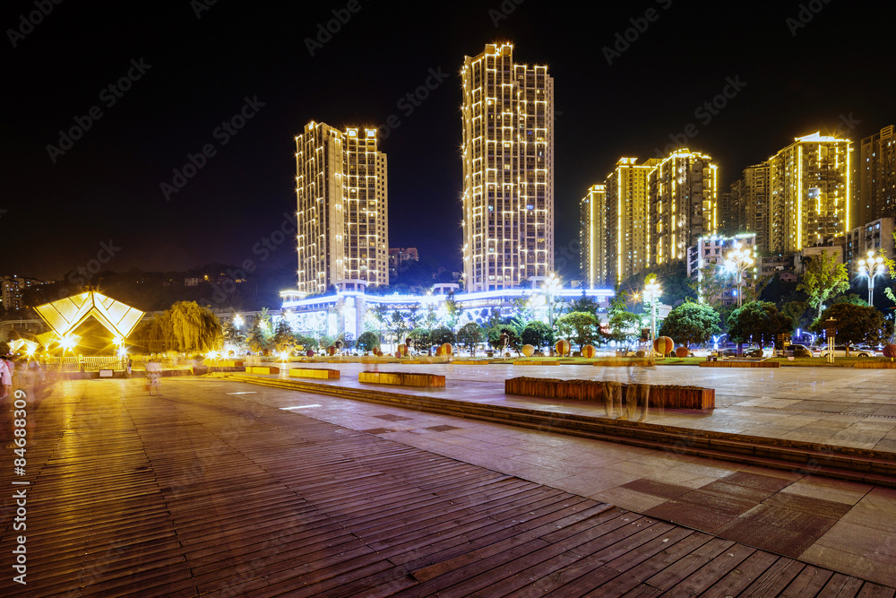 Obraz premium Empty road and modern buildings