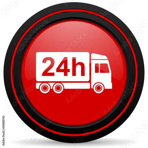 delivery red glossy web icon