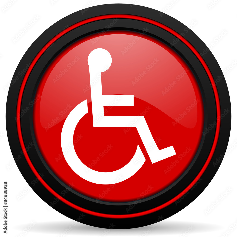 wheelchair red glossy web icon