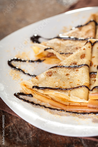 crepes with chocolate and nuts