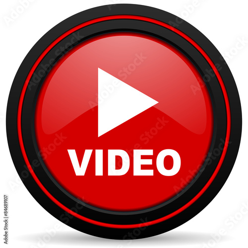 Free Download video red glossy web icon - GFXLoad