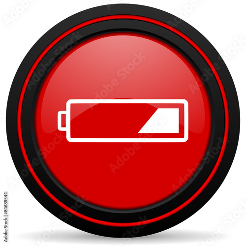 battery red glossy web icon