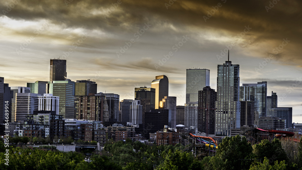 Early morning and clouds Denver skyline