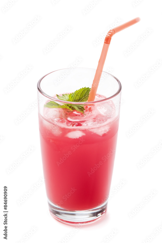 Glass of fresh juice made of watermelon, isolated on white background Glass of fresh juice made of watermelon, isolated on white background
