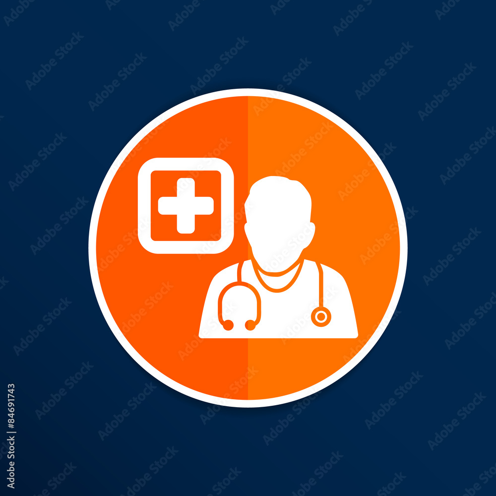 Doctor with stethoscope around his neck icon