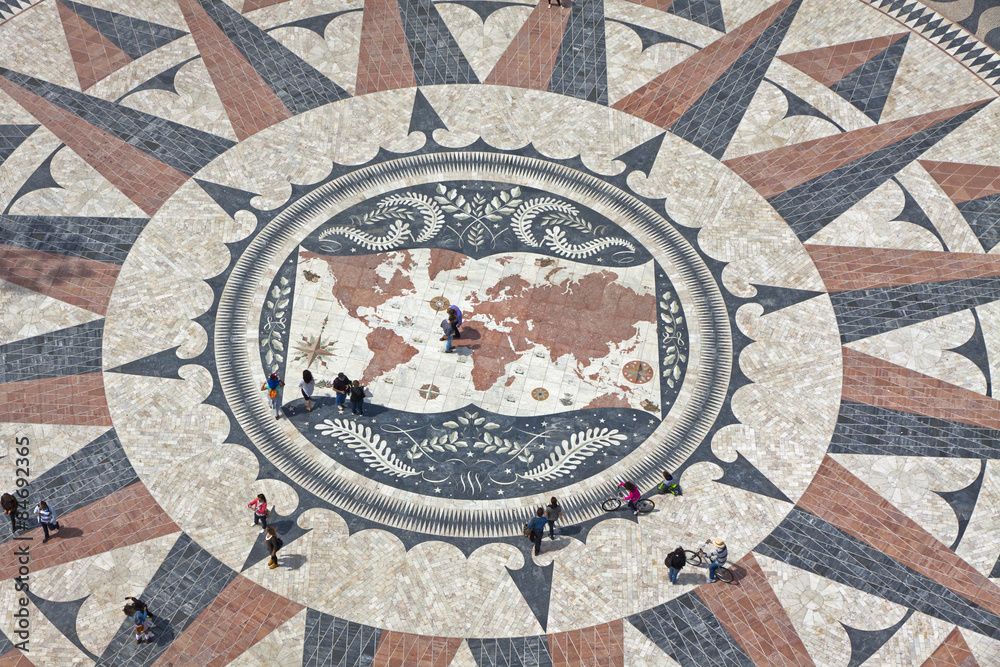 Mosaic map of the Portuguese discoveries in Belem, Lisbon Mosaic map of the Portuguese discoveries in Belem, Lisbon