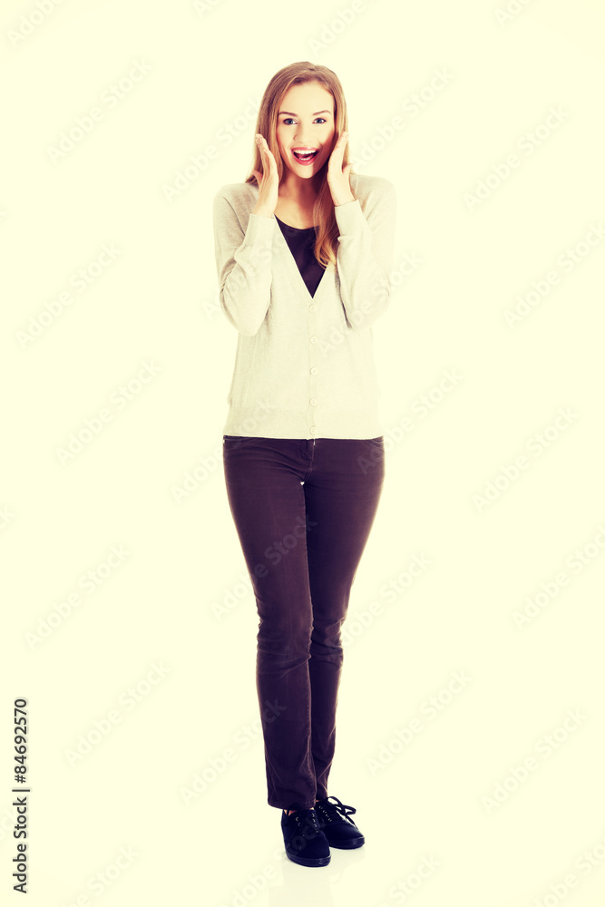 Full length surprised blonde woman Full length surprised blonde woman