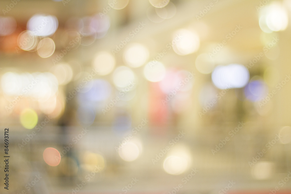 Defocused shopping mall with bokeh
