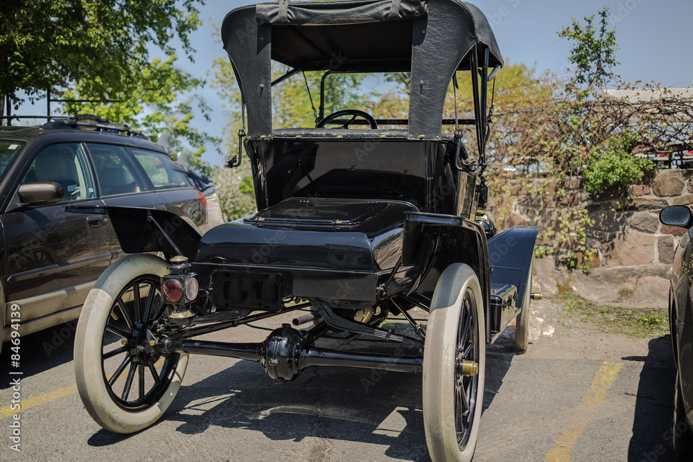 Fototapeta premium closeup detailed rear view of old vintage classic car